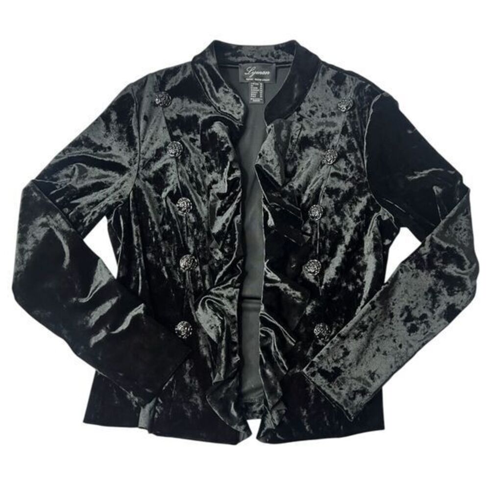 FRANK LYMAN Crushed Velvet Jacket Cascading Decorative Buttons‎ Size 12 - Picture 3 of 8